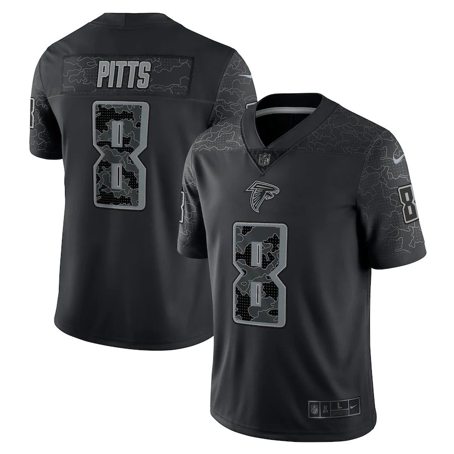 Men Atlanta Falcons #8 Kyle Pitts Nike Black RFLCTV Limited NFL Jersey